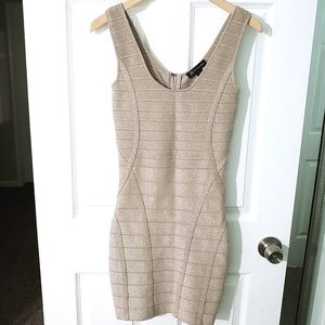 Champagne Gold Bandage Dress. Women's Size Small.